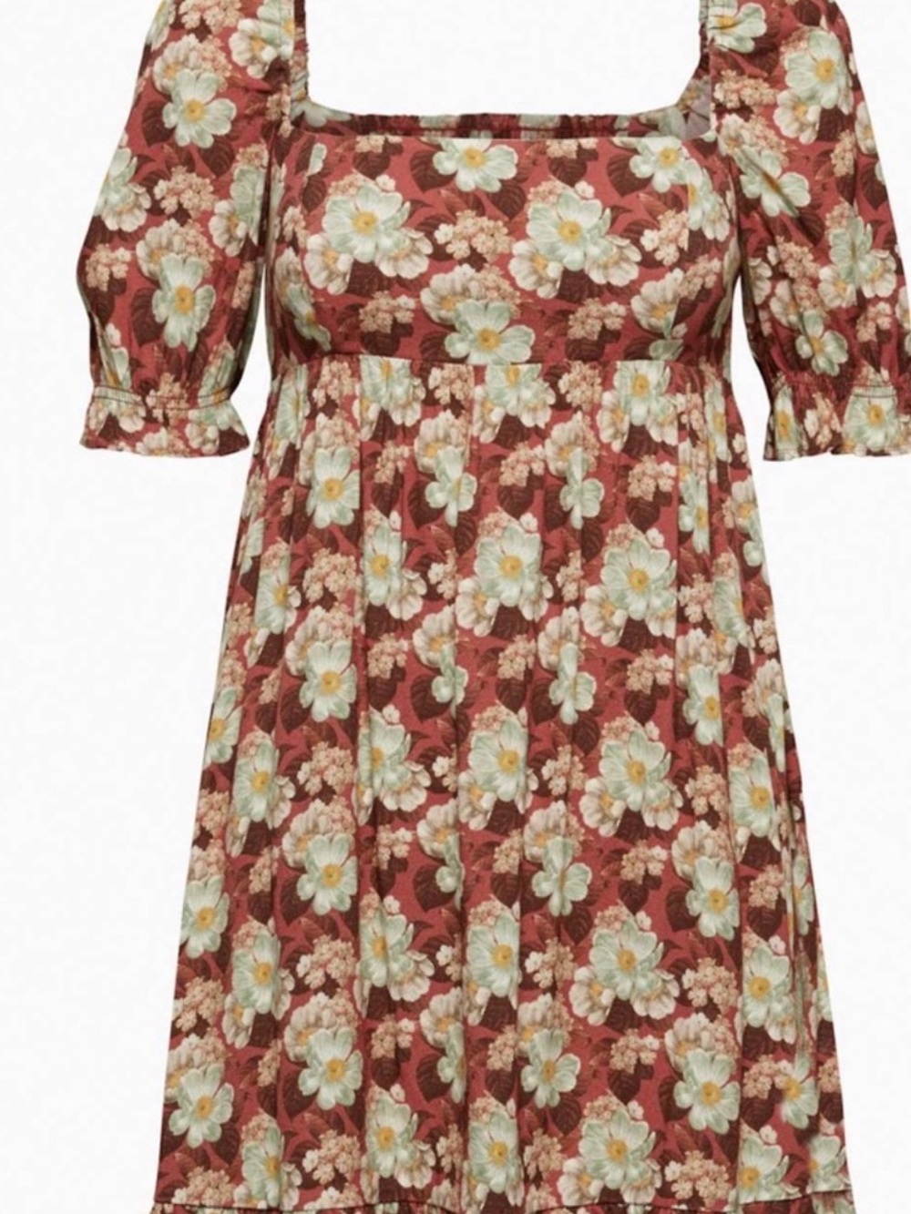 Wilfred Rust Floral Square-Neck Mini Dress